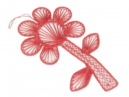czerwony KWIATY z włókna abaca, kwiaty do powieszenia 25 cm