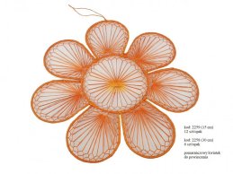 pomarańczowy KWIAT z włókna abaca, zawieszka 15 cm