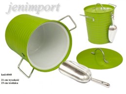 ICE COOLER WITH ZINC SPOON  21 cm H  GREEN COLOR