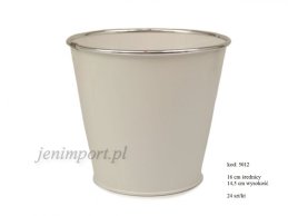ZINC PLANTER 16 CM WHITE WITH SILVER RING