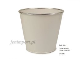 ZINC PLANTER 13 CM WHITE WITH SILVER RING