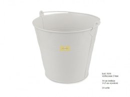 Zinc bucket 16 cm D white color 3 lines