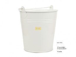 Zinc bucket 13 cm D white color 3 lines