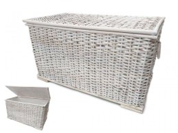 RATTAN HAMPERS SMALL WHITE WASHED 61 CM X 32 CM X 32 CM
