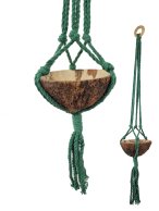 MAKRAMA NA DONICZKĘ KWIETNIK Ddo POWIESZENIA 65 naturalny bawełniany sznur ciemno-zielony bez kokosowej doniczki.