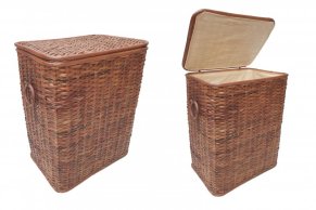 brązowy KOSZ RATTAN na bieliznę ŚREDNI 54 x 45 x 31 cm 