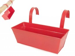 PLANTER METAL 28 CM - MIX  COLORS REMOVABLE HANDLES red colour