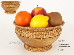 BOWL WOODEN ACACIA-RATTAN 22CM