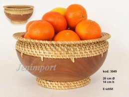 BOWL WOODEN ACACIA-RATTAN 25 CM