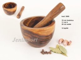 MORTAR 15 CM AND PESTLE 22 CM WOOD ACACIA 