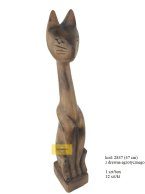 duży KOT z drewna egzotycznego 47 cm w kolorze brązowym