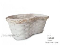 Koszyk bambusowy biały przecierany 27,5 cm x 13 cm 