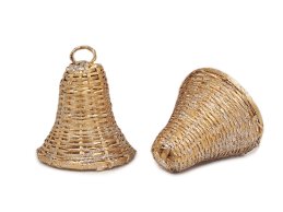 BELL 7,5 CM RATTAN GOLD SILVER 12 PC/PB  