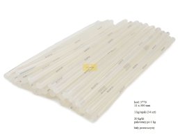 Laski klejowe 11.3 mm x 300 mm na gorąco BIAŁE-PRZEZROCZYSTE 1 kg/opak=34 szt/ 5 kg/box x 4 box 1 ktn= 20 kg