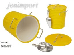 ICE COOLER WITH ZINC SPOON  21 cm H  YELLOW COLOR 