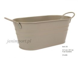 ZINC OVAL PLANTER GREY COLOR 21,5 CM 2 LINES DESIGN