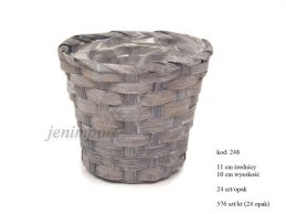 BAMBOO PLANTER GREY-WHITE 11 CM D