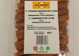 CYNAMON DEKORACYJNY 7,5cm 250 g/op około 45-50 SZT