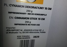 CYNAMON 15 cm DEKORACYJNY 250g/opak około 25-30 szt
