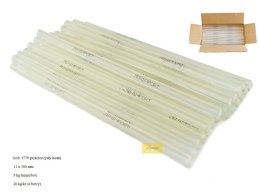 Glue stick hot melt  11,3 mm X 300 mm TRANSPARENT LOOSE 1 KG= 34 PC/  5 KG/BOX and 4 box in 1 ctn=20 kg.