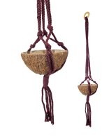 MAKRAMA NA DONICZKĘ KWIETNIK Ddo POWIESZENIA 65 naturalny bawełniany sznur ciemno-różowy bez kokosowej doniczki.