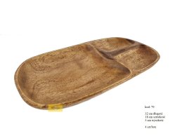 WOODEN ACACIA TRAY 32 CM X 18 CM 3 COMPARTMENT 