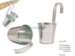 ZINC PLANTER  13 CM D WITH HANDLE  NO DESIGN