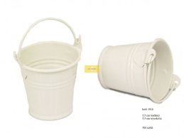 WIADERKO WIADERECZKO 5,5 CM METALOWE wytłoczenie 2 linie BIAŁY KOLOR