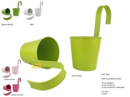 ZINC FLOWER-POT WITH THE HANDLE 16 cm MIX 8 MAT COLORS