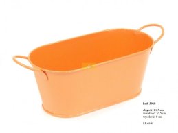 ZINC FLOWER POT OVAL M 21,5 CM  L ORANGE COLOR  NO DESIGN