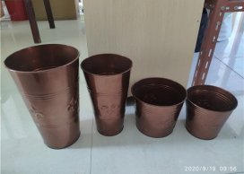 ZINC PLANTER 18 CM COPPER COLOR 2 lines LILY DESIGN