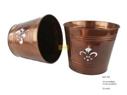 ZINC PLANTER 16 CM COPPER COLOR 2 lines LILY DESIGN WHITE WASH