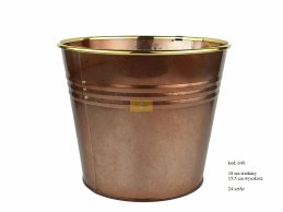 ZINC PLANTER 18 CM COPPER COLOR 3 lines GOLD COLOR RING