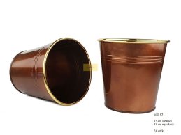 ZINC PLANTER 13 CM COPPER COLOR 3 lines GOLD COLOR RING