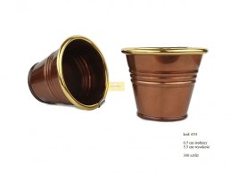 ZINC PLANTER 6,5 CM COPPER COLOR 3 lines GOLD COLOR RING