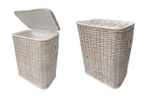 RATTAN HAMPERS BIG WHITE WASHED 59 CM X 53 CM X 38 CM