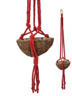 MAKRAMA NA DONICZKĘ DO POWIESZENIA 65 cm bawełniany sznur czerwony bez kokosowej doniczki.