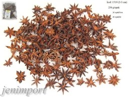 STAR ANISE FOR DECORATION 250 G/PB , 90% MEDIUM AND BIG STARS 1CM-3 CM, 10 % BROKEN STARS