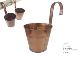 Zinc planter 3 lines metalic cooper color 28 cm cm 3 lines. Handle non-removable.