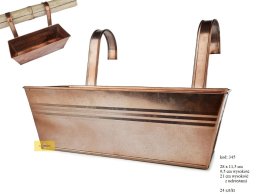 Zinc planter 3 lines metalic cooper color 28 cm cm 3 lines. Handle non-removable.