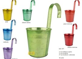 Zinc planter 3 lines  metalic 7 colors 28 cm cm 3 lines. Handle non-removable.