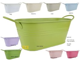 Zinc pot oval mat 9 colors  21,5 cm long 3 lines 2 handles.