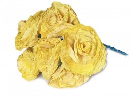 yellow ROSA 7-8 cm FROM DRY MAGNOLIA LEAFS  