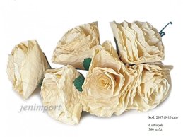duża RÓŻA RÓŻE z suszonych liści magnolii 9-10 cm bielone