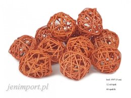 KULE RATTANOWE 5 cm POMARAŃCZOWE 12 szt/opak
