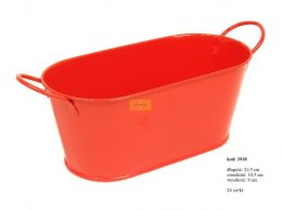 ZINC FLOWER POT OVAL M 21,5 CM  L RED COLOR  NO DESIGN